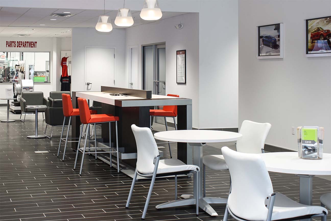 Freedom KIA Dealership-Internet Cafe designed by Omega Commercial Interiors