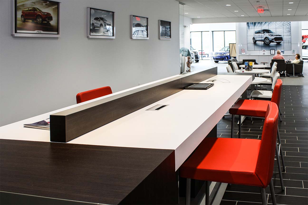 Freedom KIA Dealership- Internet Cafe designed by Omega Commercial Interiors