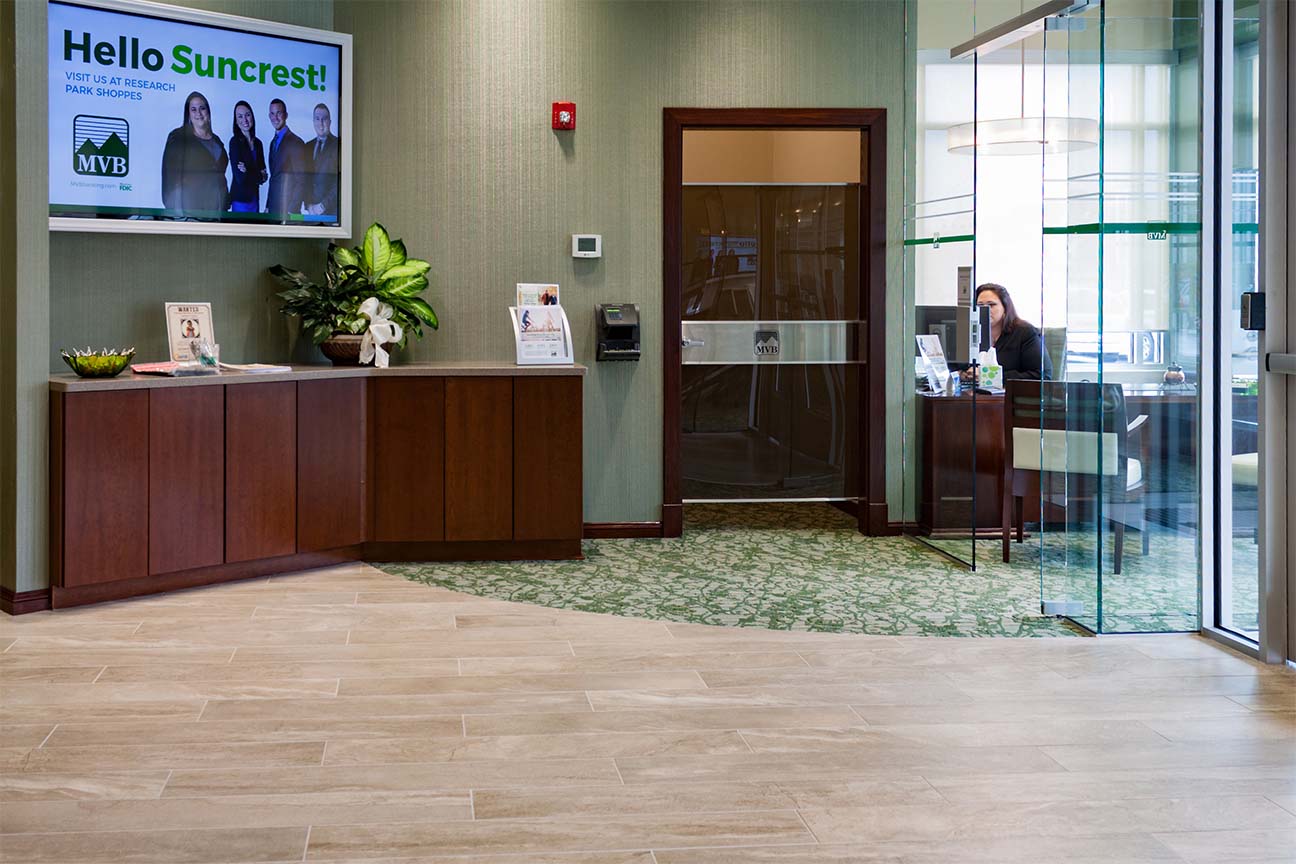 Bank Reception Area designed by Omega Commercial Interior Designers