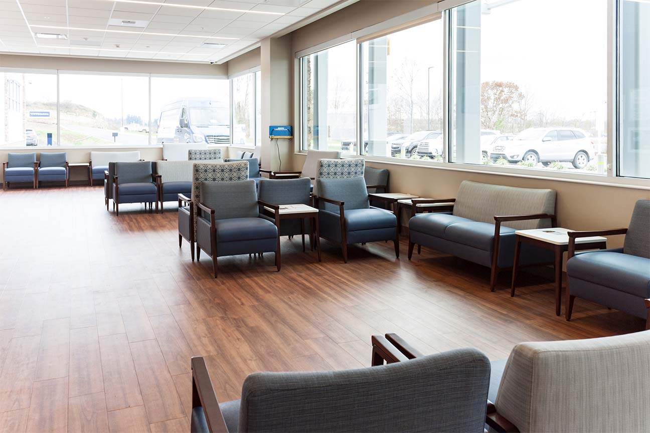 WVU Urgent Care- Primary Waiting Area- Designed by Omega Commercial Interiors