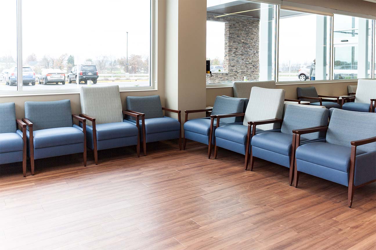 WVU Urgent Care- Primary Waiting Area- Designed by Omega Commercial Interiors