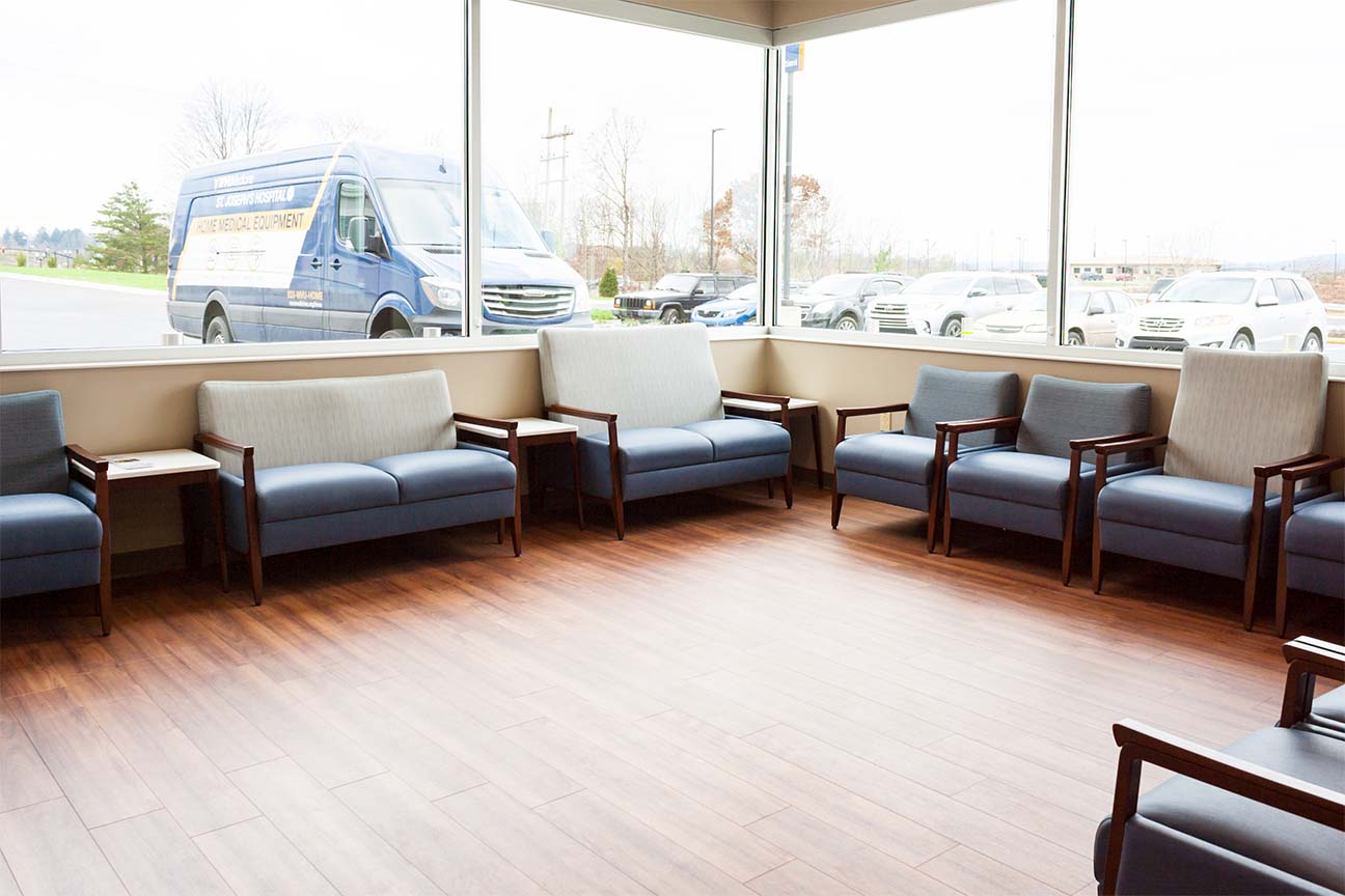 WVU Urgent Care- Primary Waiting Area- Designed by Omega Commercial Interiors