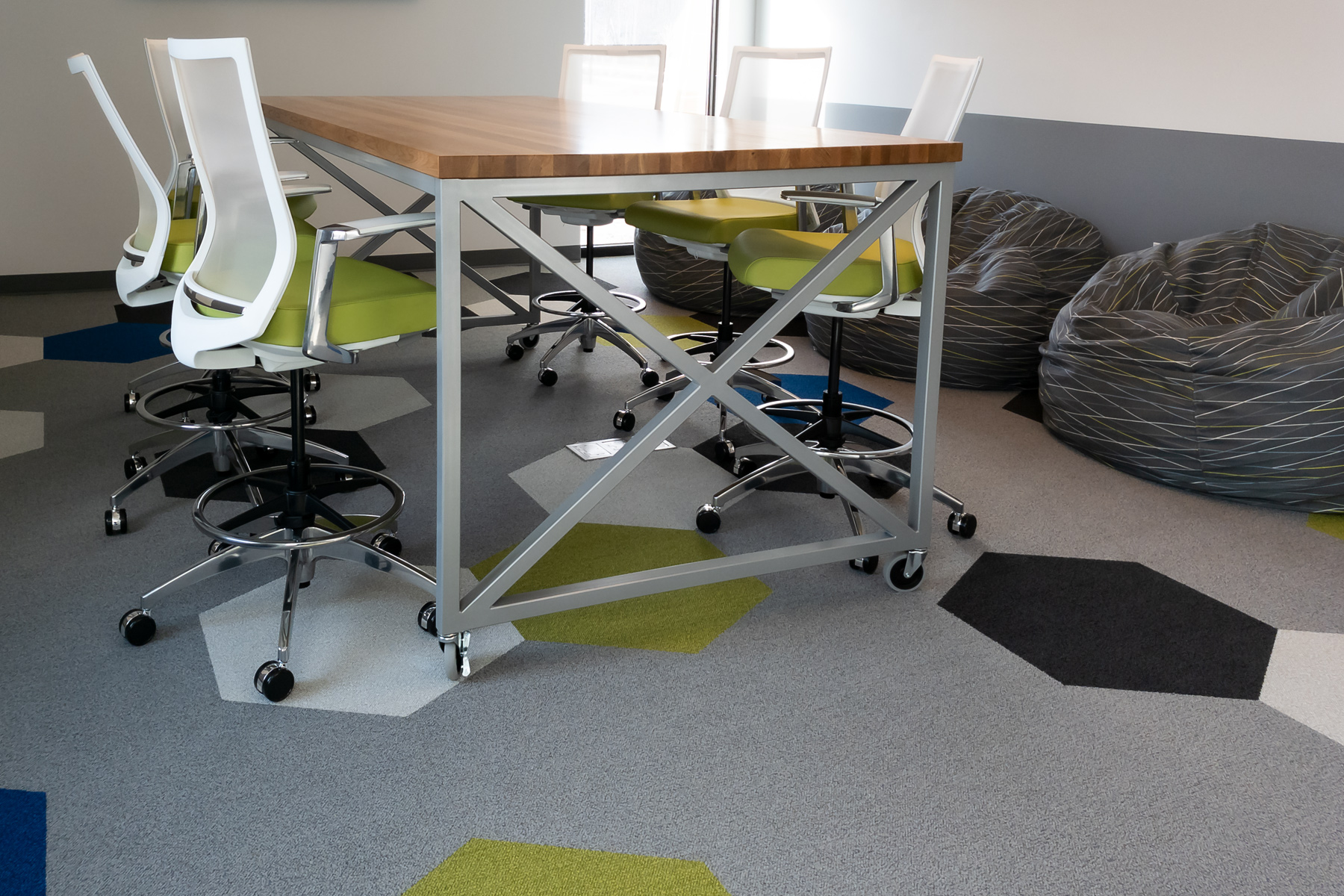 Kimball® Fixit™ Meeting Table, Kimball® Helio™ Task Stool and National® Toss™ Bean Bags